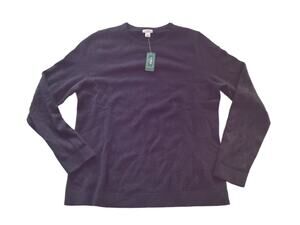 L.L.Bean Classic Cashmere Sweater Womens L Regular Black Crewneck Pullover NWT